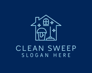 Mop Bucket Clean Housekeeper logo design