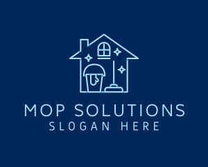 Mop Bucket Clean Housekeeper logo design