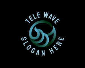 Abstract Beach Wave Circle logo design