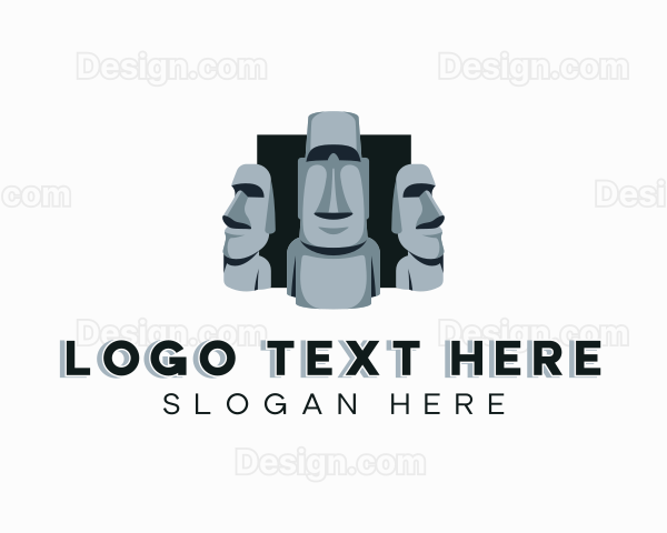 Easter Island Statue Landmark Logo