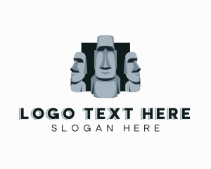 Easter Island Statue Landmark Logo