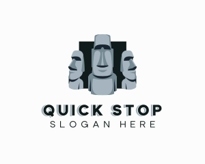 Easter Island Statue Landmark Logo