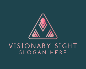 Pink Triangle Letter V logo design