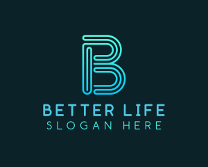 Gradient Line Letter B logo design