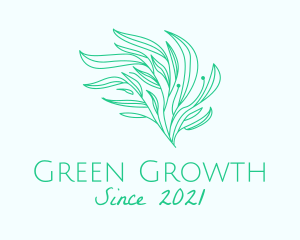 Green Organic Plant Leaves logo design