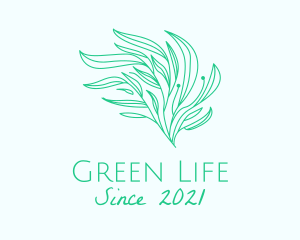 Green Organic Plant Leaves logo design