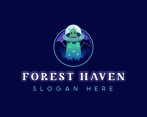 UFO Alien Forest logo design