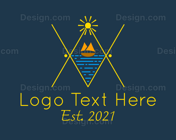 Ocean Sailboat Line Art Logo