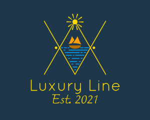 Ocean Sailboat Line Art  logo design