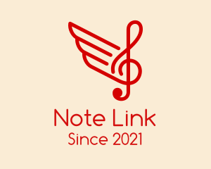 Music Note Wings  logo design