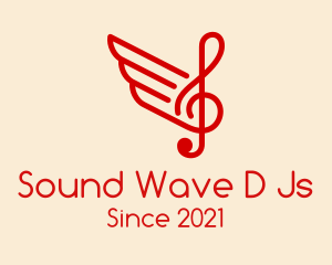 Music Note Wings  logo design