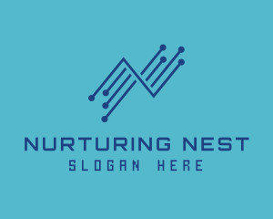 Technology Circuit Letter N logo design