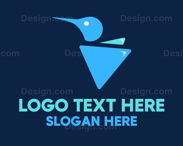 Blue Triangular Hummingbird Logo