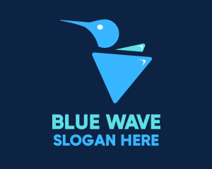 Blue Triangular Hummingbird logo design