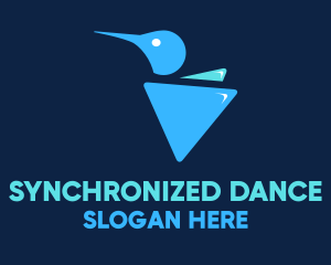 Blue Triangular Hummingbird logo design