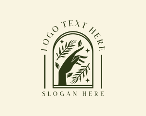 Skincare Hand Leaf logo