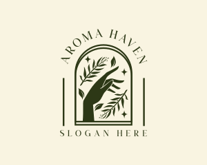 Skincare Hand Leaf logo design