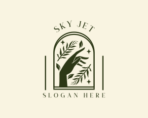 Skincare Hand Leaf logo