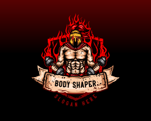 Spartan Dumbbell Crossfit logo design