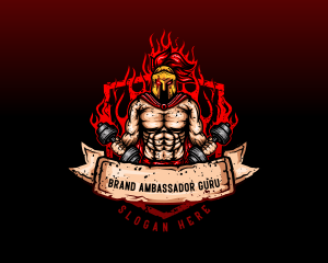 Spartan Dumbbell Crossfit logo design