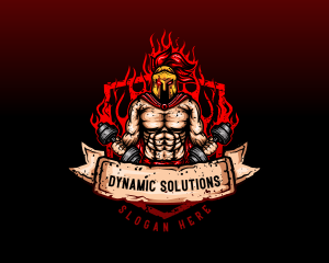 Spartan Dumbbell Crossfit logo design