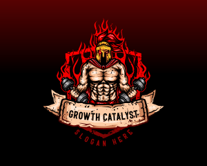 Spartan Dumbbell Crossfit logo design