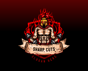 Spartan Dumbbell Crossfit logo design