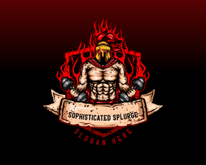 Spartan Dumbbell Crossfit logo design