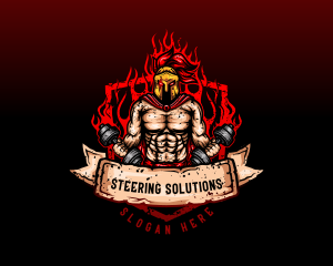 Spartan Dumbbell Crossfit logo design