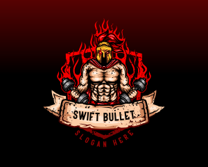 Spartan Dumbbell Crossfit logo design