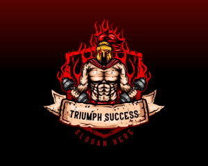 Spartan Dumbbell Crossfit logo design