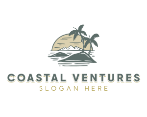 Island Coast Palm Tree logo design