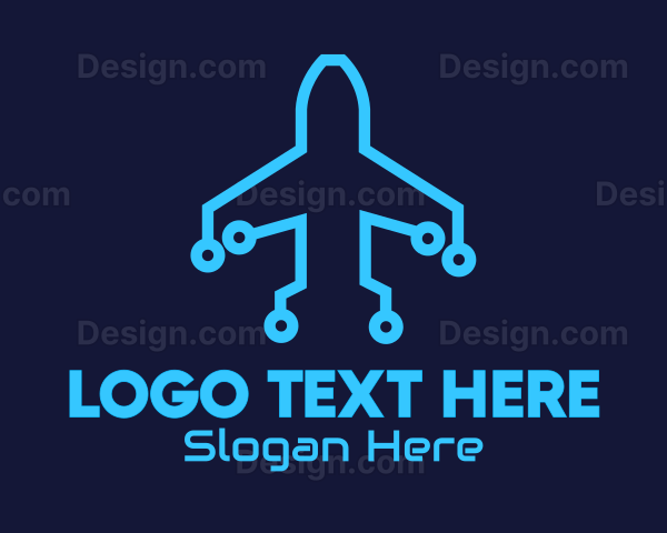 Blue Airplane Tech Logo