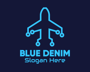 Blue Airplane Tech logo design