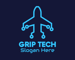 Blue Airplane Tech logo design