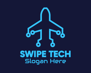 Blue Airplane Tech logo design