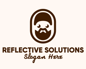 Brown Bearded Man Badge Logo