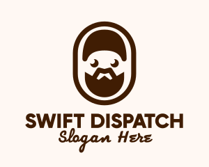 Brown Bearded Man Badge Logo