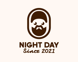 Brown Bearded Man Badge logo design