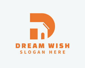 Orange House Letter D logo design