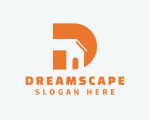 Orange House Letter D logo design