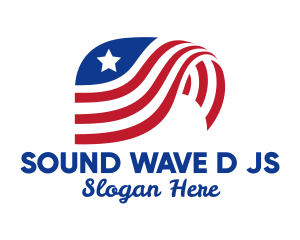 Waving American Flag  logo design