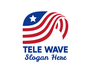 Waving American Flag  logo design