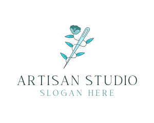 Floral Needle Alteration logo design