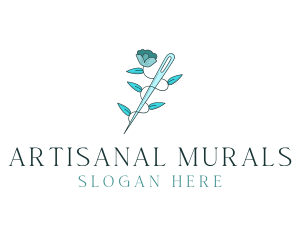 Floral Needle Alteration logo design