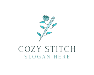 Floral Needle Alteration logo design