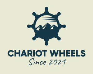 Mountain Ship Wheel  logo design