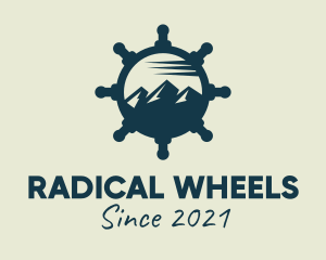 Mountain Ship Wheel  logo design