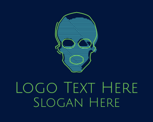 Neon Gaming Skull Head Logo