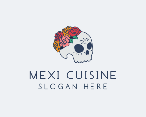 Floral Sugar Skull logo design